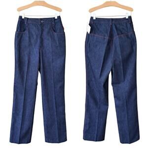 New Vintage 80s HALSTON III Denim Pants Straight Leg Jeans Dark Wash Hight Waist